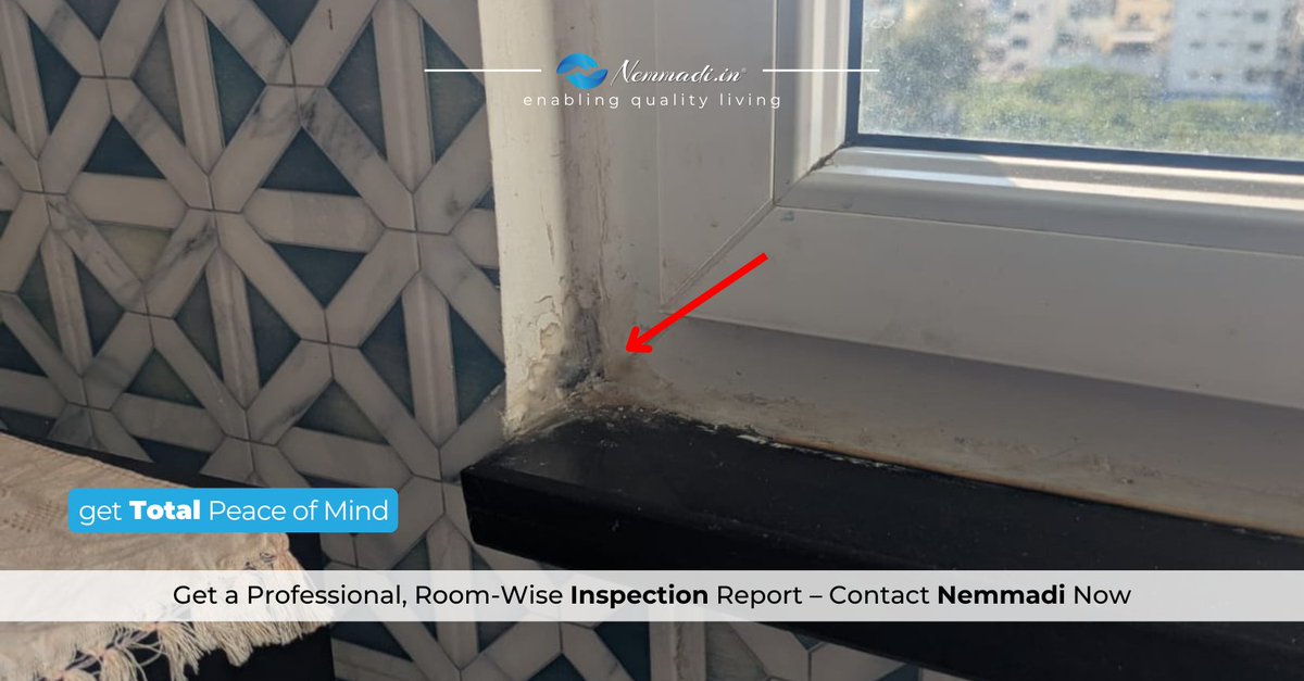 nemmadi_in's tweet image. Dampness Observed at Window Jamb Area

Noticed clear signs of dampness at the 𝘄𝗶𝗻𝗱𝗼𝘄 𝗷𝗮𝗺𝗯 (𝗯𝗼𝘁𝘁𝗼𝗺 𝗰𝗼𝗿𝗻𝗲𝗿 𝗻𝗲𝗮𝗿 𝘀𝗶𝗹𝗹) — a common but often ignored issue.

Book Now: nemmadi.in/quote-for-b2c/

#homeinspection #dampness #constructionquality #waterproofing