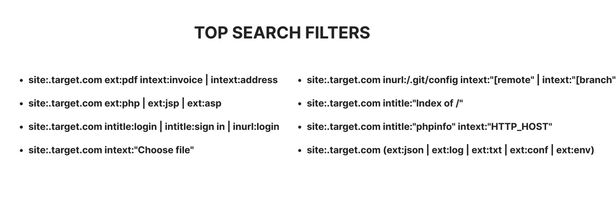 obscaries's tweet image. Top Google dorks every bug bounty hunter should know 💥

Find hidden files, exposed configs &amp;amp; juicy endpoints faster.

#BugBounty #WebSecurity #InfoSec #Hacking #Recon