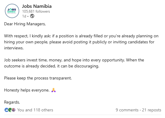 jobs_namibia's tweet photo. Dear Hiring Managers https://t.co/2nTEzATYgx