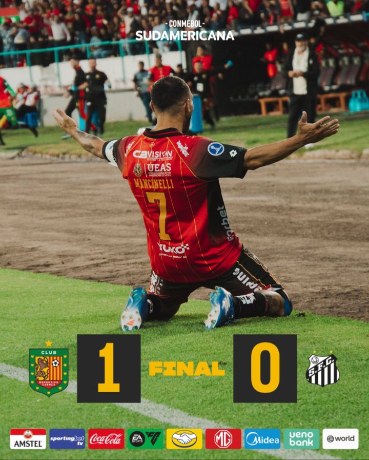 'Cuenquita' inicia con pie derecho.
#DeportivoCuenca 1-0 #SantosFC con golazo sensacional de Lucas Mancinelli los de Jorge Celico ganan su 1er partido de <a href="/Sudamericana/">CONMEBOL Sudamericana</a> en esta temporada 🔥🔥🔥
