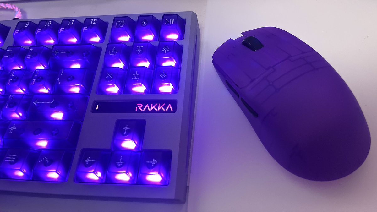 ChinaDbd's tweet photo. #Rabbit0 様からTwitch活動4周年のお祝いに

ラビッドトリガーキーボード
・RAKKA 80 EDGE ゴーストグレー

ゲーミングマウス
・ATK Blazing Sky ZERO Frosted Purple

ご提供頂きました👏😭ありがとうございます!!
どちらもスケルトンデザインで可愛い紫💜 https://t.co/TWSY88c4LC