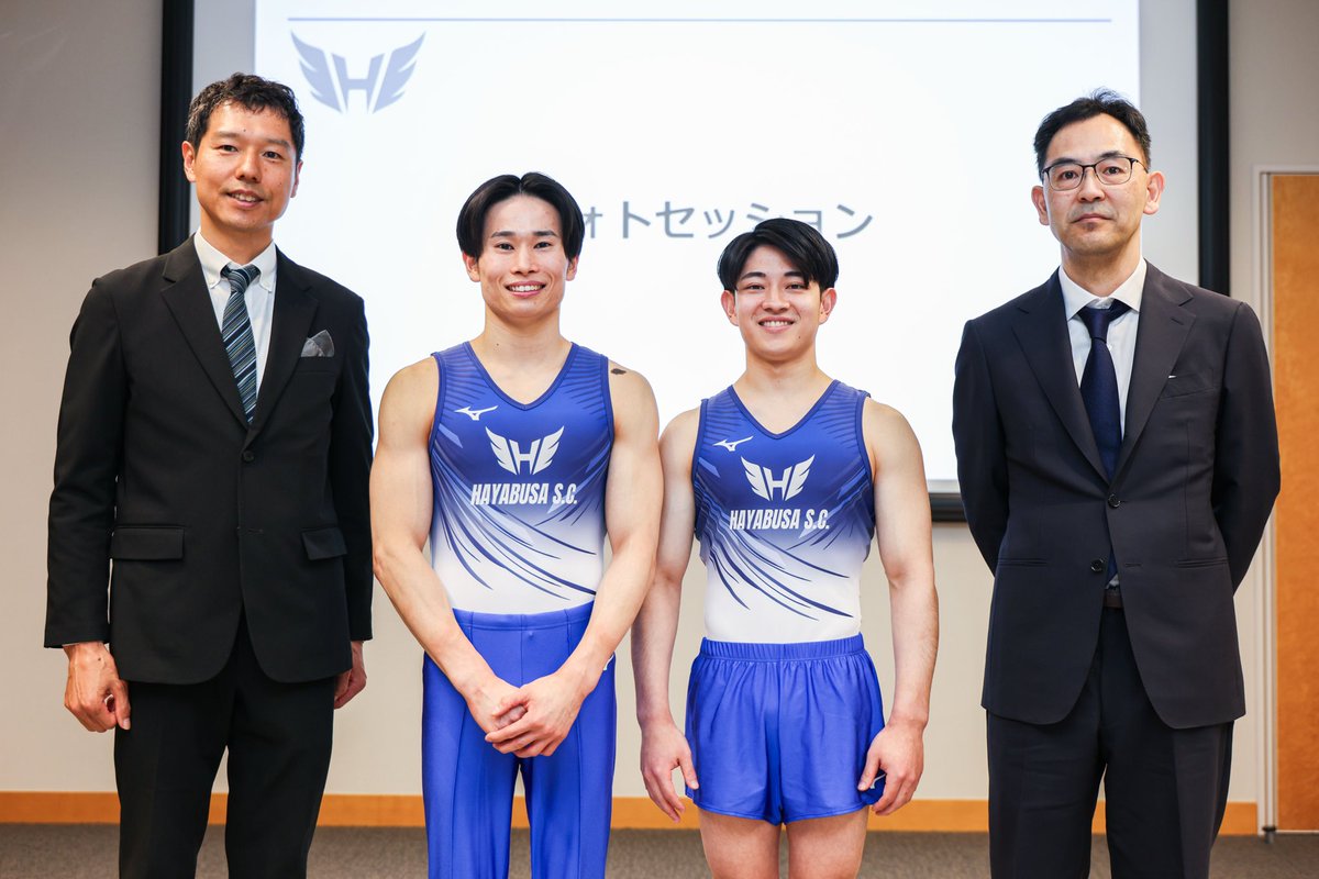 HisashiMizutori's tweet photo. 本日新たに立ち上げた体操プロチーム「ハヤブサS.C.」の発足記者発表を行いました！
今後チームを組めるようにしたいですし、女子のプロ選手の加入も進める予定です✨
また、来年には体育館を建設し、ジュニアからトップまで一貫指導できる体制を整えていきます！
#ハヤブサSC https://t.co/NjLrk5OzDt