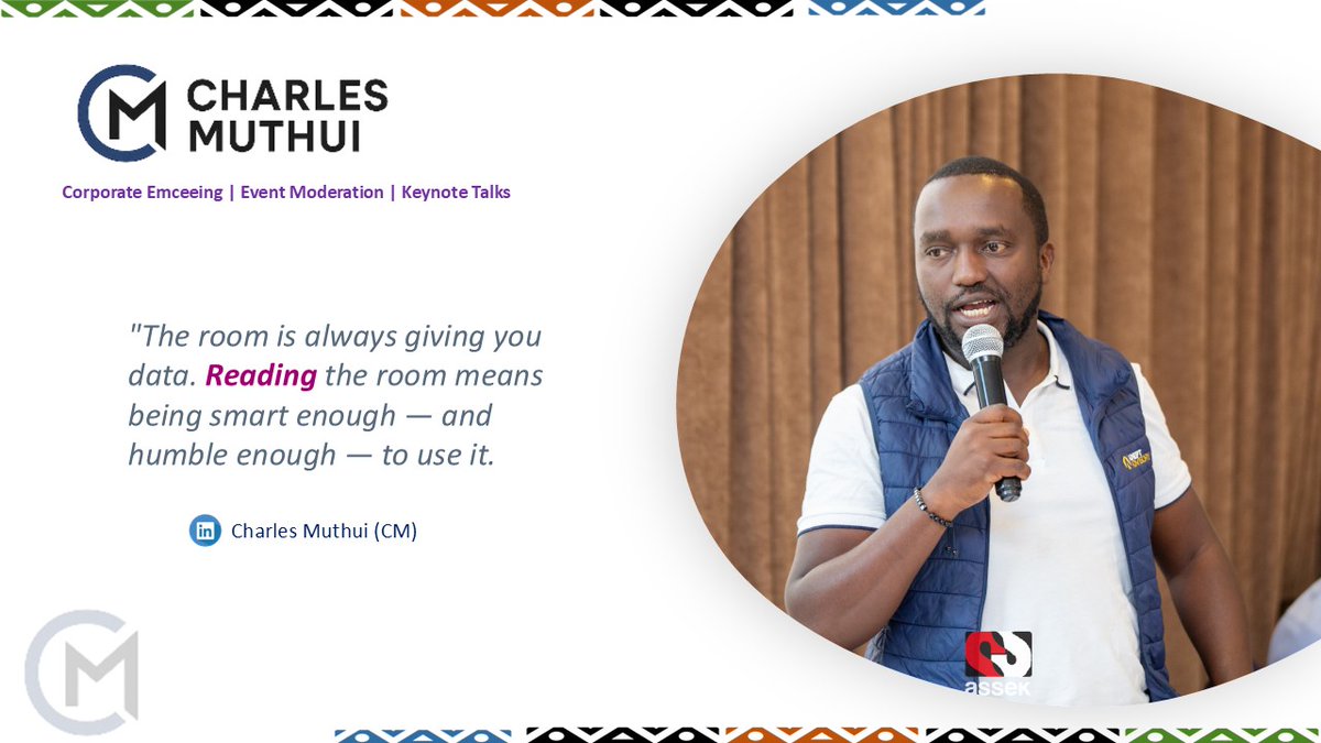 CharlesMuthui's tweet photo. The room is always giving you data. Reading the room means being smart enough and humble enough to use it. https://t.co/4EP8KoZw9m