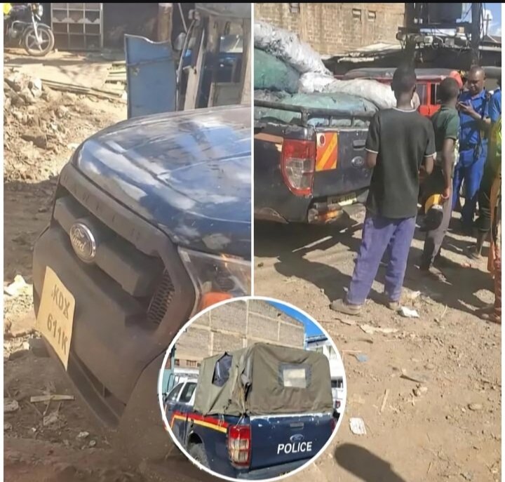 A man in Githurai 44 stole a police car, replaced the license plate with a fake one, and used it to transport charcoal. 
Where do people buy this courage?