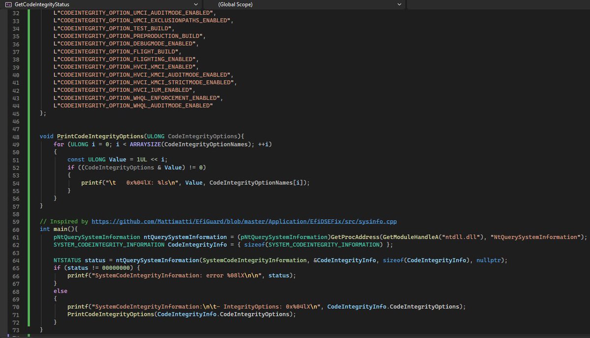 Get Code Integrity status from userland