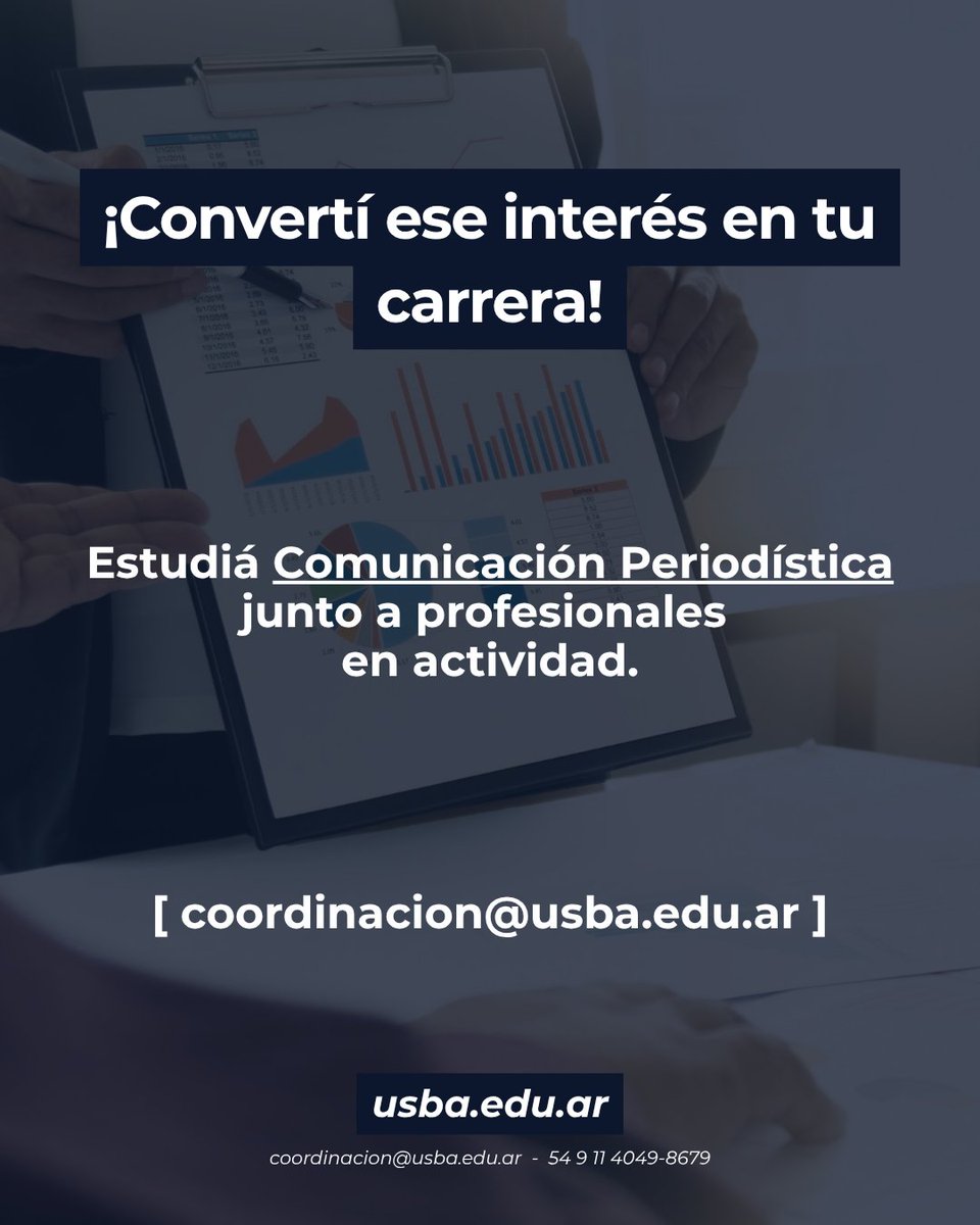 UsbaEducacion's tweet photo. Formarte en periodismo es desarrollar las herramientas para producir, analizar y comunicar en distintos entornos y plataformas.

La Lic. en Periodismo te prepara para insertarte en el campo profesional con una mirada actual, criterio y experiencia.

📩coordinacion@usba.edu.ar https://t.co/m3KtfJrrGL
