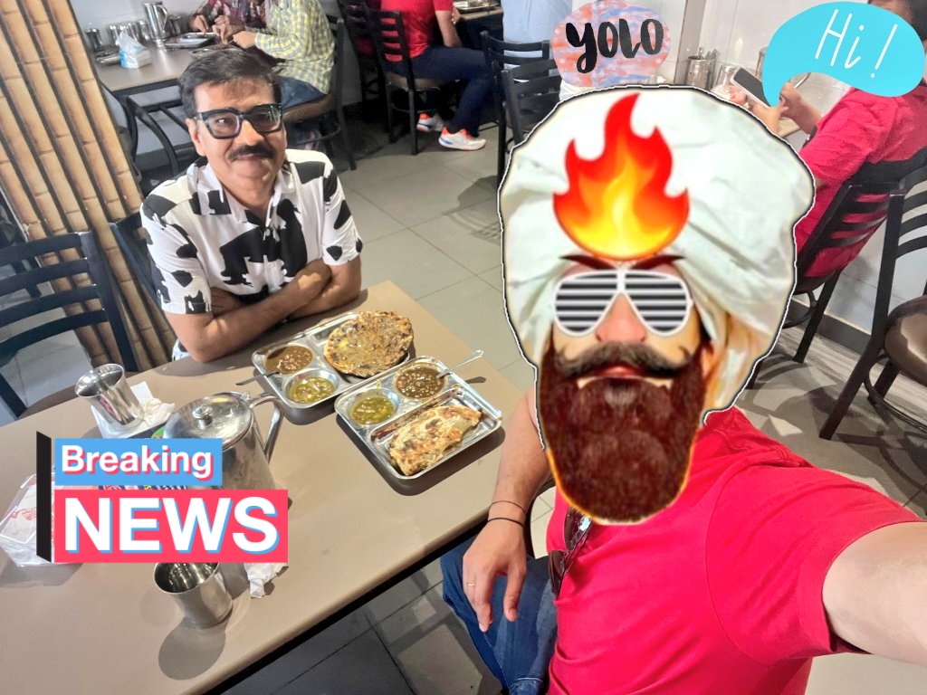 ANGAARx's tweet image. #Jalandhar ke #CoolDude Shri Jaunty ji (@rajjovial ) Se शिष्टाचार भेंट की! Aur Chole kulchon ka anand  liya.
ਚੱਕ ਦੇ ਫੱਟੇ, ਨੱਪ ਦੇ ਕਿੱਲੀ, ਸਵੇਰੇ ਜਲੰਧਰ, ਸ਼ਾਮ ਨੂੰ ਦਿੱਲੀ।