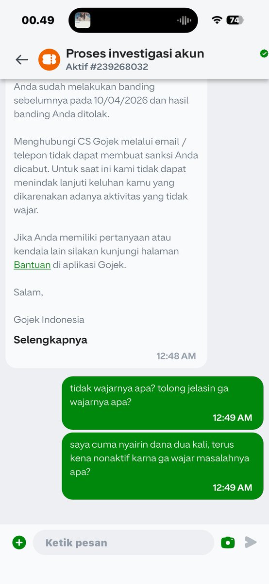 sunkistdaisunki's tweet photo. Jelek lu gopay, nyairin dana dua kali dibilang potensi judol anjir bloon https://t.co/fq1qx1S11M
