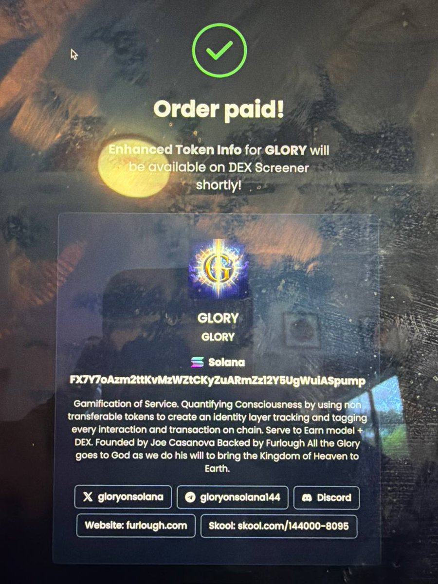 Dexscreener updated for $GLORY

Bringing Glory to the Solana Blockchain

FX7Y7oAzm2ttKvMzWZtCKyZuARmZz12Y5UgWuiASpump

<a href="/GloryonSolana/">GLORY on SOLANA</a>