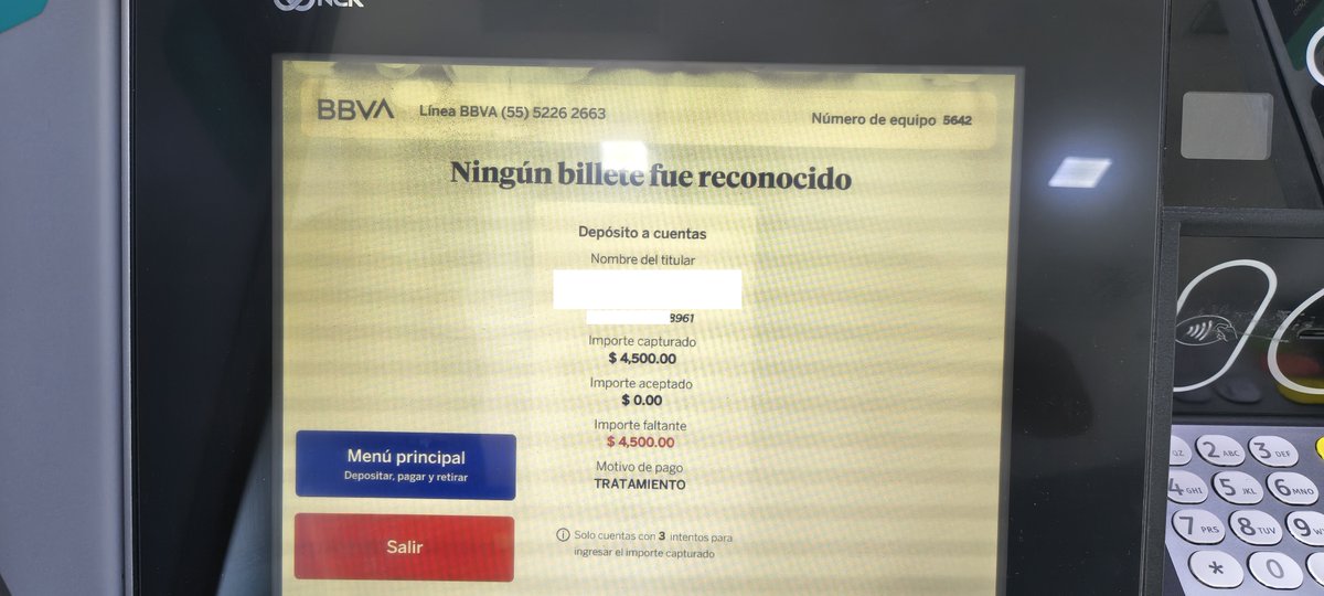 roy1977_'s tweet photo. Ayer deposité en practicaja BBVA cuya referencia está en imágenes adjuntas, NO ME RECONOCIÓ LOS BILLETES y no me entregó ni ticket NI LOS BILLETES. Esto ocurrió a las 16:04 (tiempo de Hermosillo) en Sucursal BBVA del Paseo Solidaridad: https://t.co/Y3bjZjdpxa ... https://t.co/k7r39dYSd7