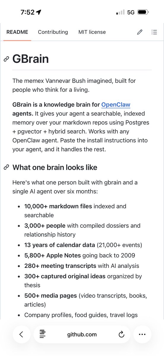 garrytan's tweet image. I got inspired by Karpathy’s LLM Wiki, implemented it in my OpenClaw and then extended it with my own skills and a full Postgres pgvector implementation.

Want to be one of the first to try GBrain?

This is my personal opinionated version of Karpathy’s LLM Wiki on OpenClaw