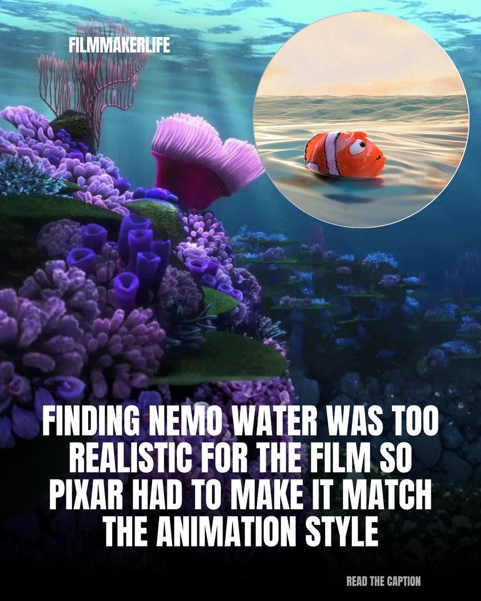 FilmmakerLife_'s tweet image. Pixar tweaked Finding Nemo’s water because it was too realistic 🌊🐠 Stylized waves made the underwater world playful and vibrant 🎨✨ Did you notice the magic in the water? 💭🐟

 #FindingNemo #Pixar #AnimationMagic #AnimationLife #CinephileLife #Filmmakerlife