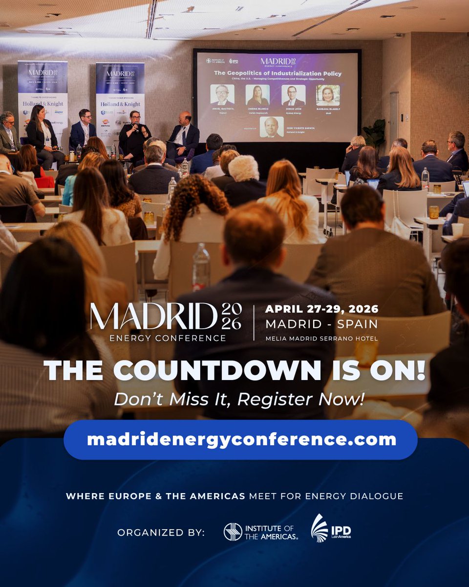 iamericas's tweet image. Join industry leaders and policy-makers at the #MadridEnergyConference this April: Where #Europe and the #Americas Meet for #Energy Dialogue.   #MEC26 is where ideas turn into action.
📍 Melia Madrid Serrano Hotel  
🗓️April 27-29 2026

#MERCOSUR #LNG #NaturalGas #CriticalMinerals