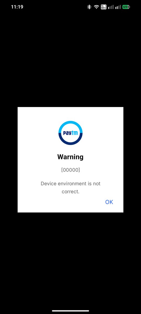 SatyamKuma67812's tweet image. @Paytm @Paytmcare I'm facing an issue with the app as it's showing a 'Device environment is not correct' error. I've tried everything, but it still isn't working. Could you please assist? #PaytmSupport