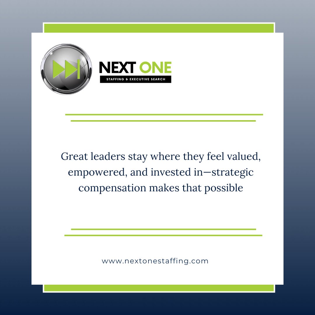NXT_OneStaffing's tweet image. Organizations that invest in thoughtful, well-structured compensation packages position themselves to attract, motivate, and retain exceptional leadership talent.

#NextOneStaffing #ExecutiveSearch #ExecutiveCompensation
