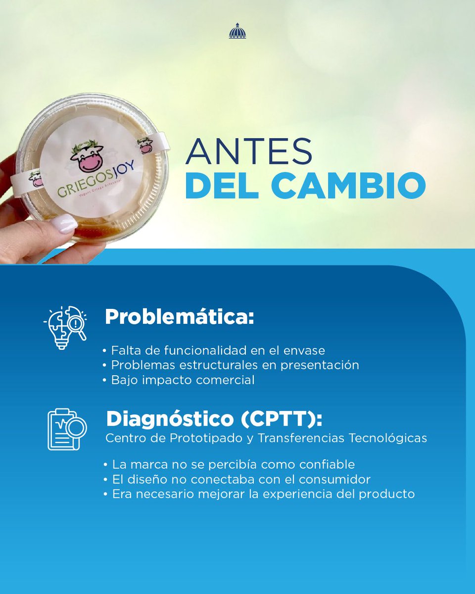 MIC_RD's tweet photo. Un cambio en el empaque… terminó cambiando todo el negocio.
Griegos Joy tenía un buen producto, pero su presentación no reflejaba su verdadero valor.

Con el acompañamiento del Centro Mipymes del MICM, trabajaron en mejorar su diseño, su funcionalidad y la percepción de su marca.
El resultado fue claro: más confianza, más ventas y nuevas oportunidades.

Hoy, su crecimiento no es casualidad… es el resultado de tomar la decisión correcta en el momento indicado.
¿Tú también sientes que tu marca puede dar más de lo que hoy proyecta?
Comenta “QUIERO CRECER” o guarda este post para dar el siguiente paso.
#MICM #CentrosMipymesRD #MipymesRD #HistoriasDeÉxitoMICM