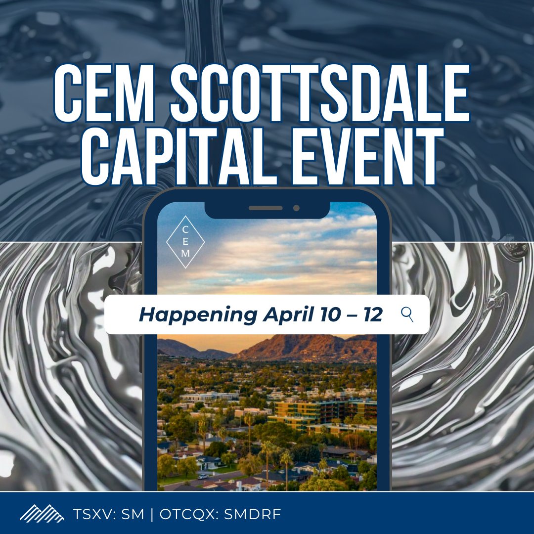 $SM is off to Arizona for <a href="/CapitalEvent/">CEM</a>'s 13th Annual Scottsdale Capital Event.

We look forward to connecting with top-tier capital finance professionals to share the Company's milestones and exploration plans at the La Guitarra mine in Mexico’s Silver Belt.

🗓️ April 10-12
🔗