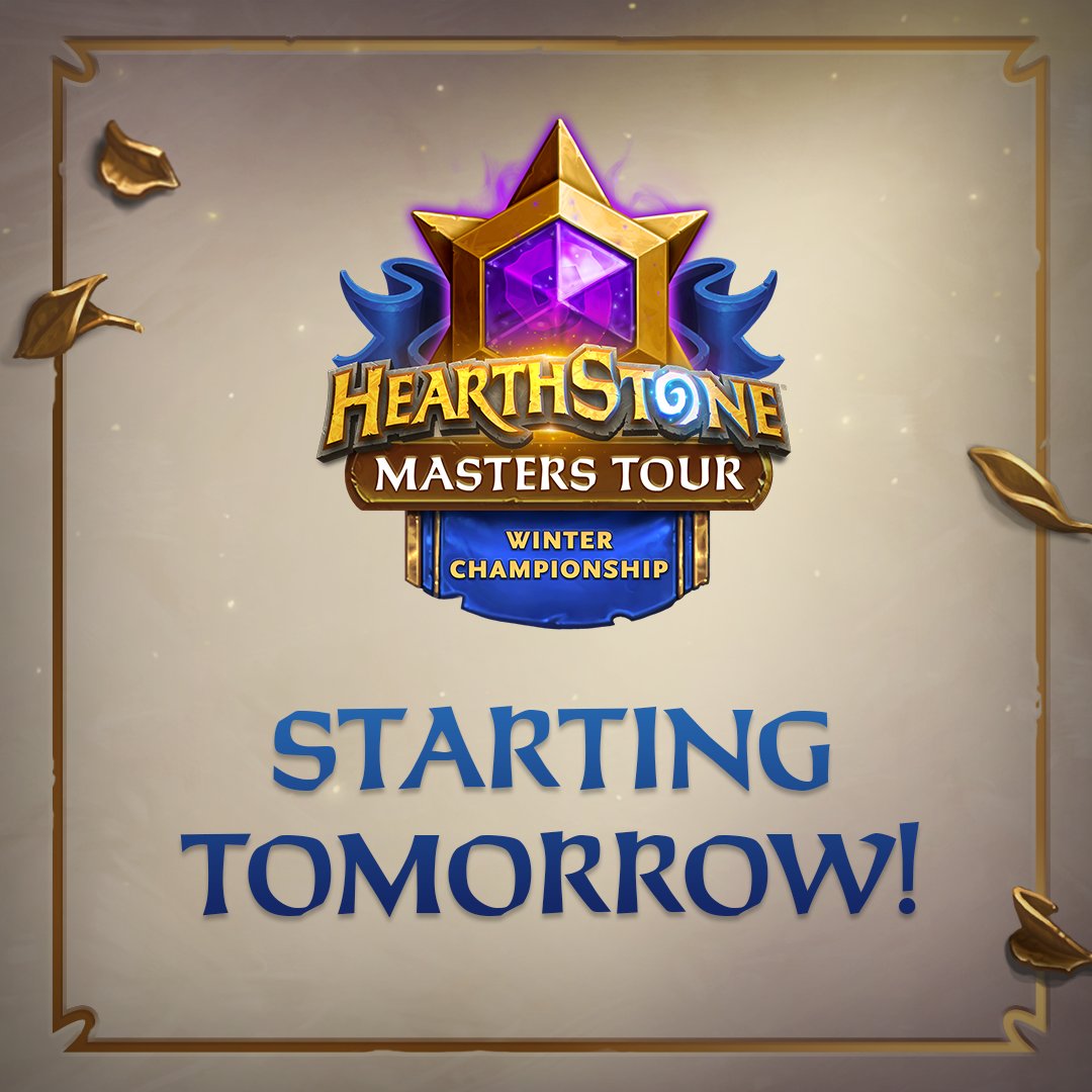 PlayHearthstone's tweet photo. The #MastersTour Winter Championship begins tomorrow!

Starting at 8am PDT, 16 of the world's best players will be fighting for their spot in the World Championship at BlizzCon!

For all the info you need, read our Viewer's Guide here: https://t.co/CQHq2x0Ggj https://t.co/3wunlwqvQW