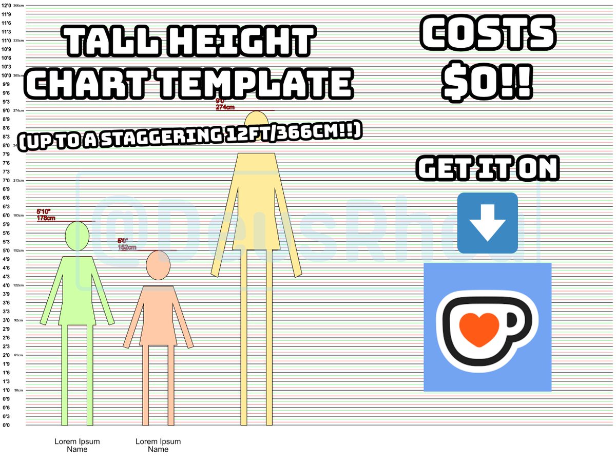 deusrhea_'s tweet photo. OIII!! HEY YOU! 🫵

Noticed that every other height chart stops at 7ft/213cm for some reason?? Well do I have the game changer for you!

I made a PSD template to insert your OCs, or a PNG you can use to put in the background on your own!

download 🔽
#oc | #heightchart https://t.co/6JeWBiSsEH