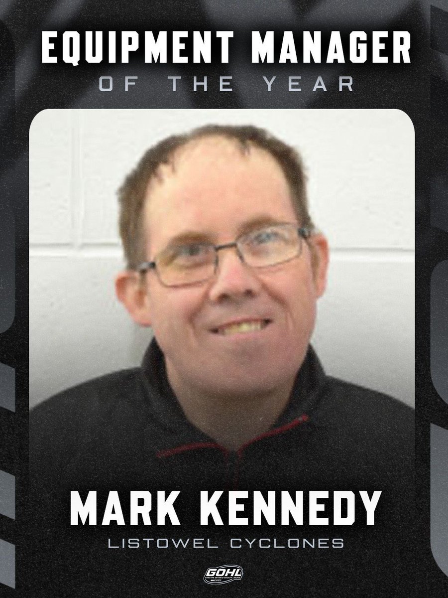 The GOHL is excited to announce the 2025/26 Equipment Manager of the Year is Mark Kennedy of the Listowel Cyclones! 

#GOHL