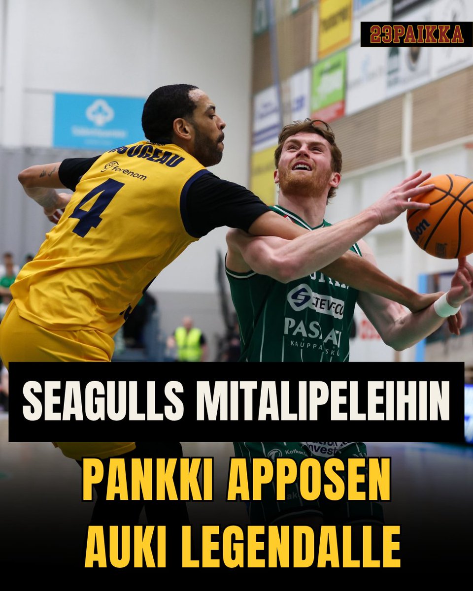 23paikka's tweet photo. Kylillä puhutaan kivijalkapankkien haastavista aukioloajoista. Herra Rougeaulle pankki on todistetusti auki myös arkena kello kahdeksan jälkeen 🔥

"Better to be lucky than good", sanoi Rougeau Ruudun haastattelussa ottelun jälkeen. Eiköhän tämänpäiväinen onni ole ansaittu herran edelleen jatkuvalla huikealla uralla 🫡

Seagulls - Kataja välieräsarja käyntiin sunnuntaina 🔥

📸 Mikko Mäkelä

#Korisliiga #suomikoris #urheilu