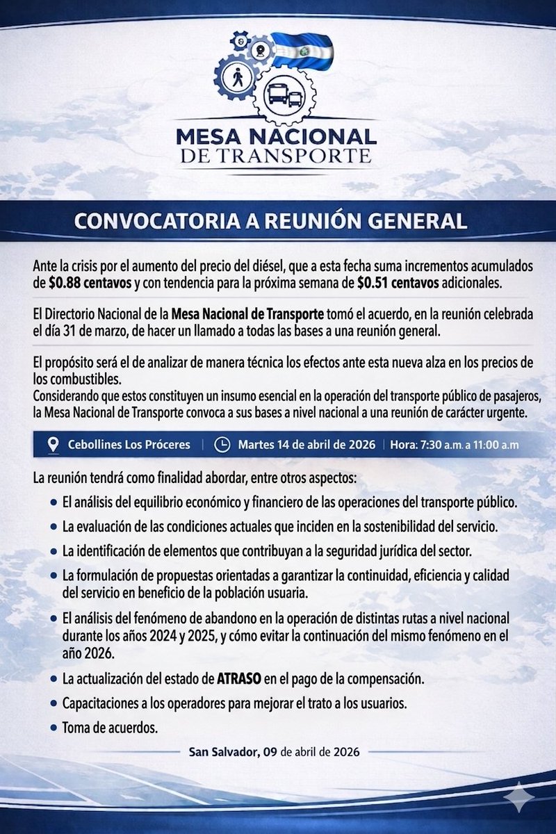 Mesa Nacional De Transporte tweet media