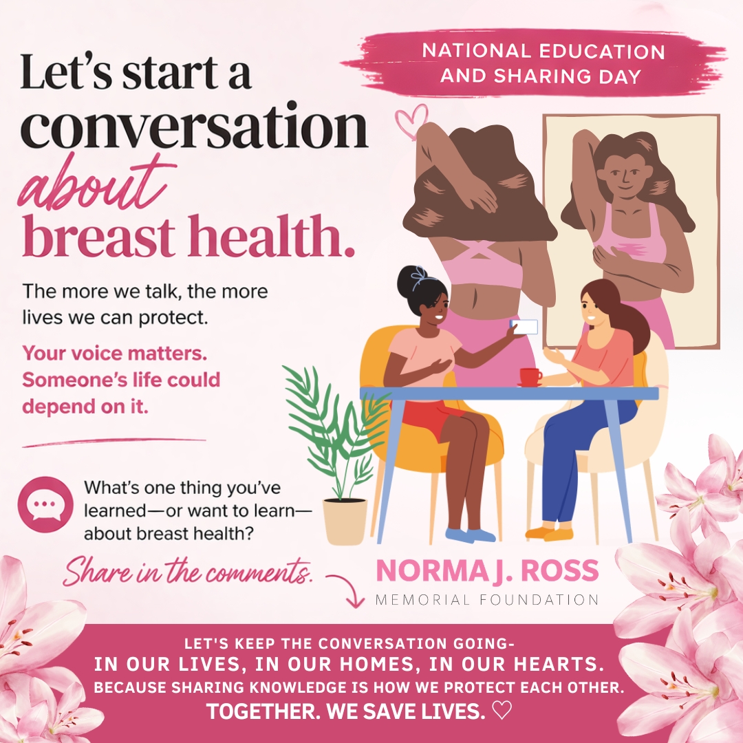 📚💗 Today is National Education and Sharing Day—let's talk breast health and save lives. Share your tips or questions below! 💗 #NJRMF #BreastHealth365 #EducationAndSharingDay