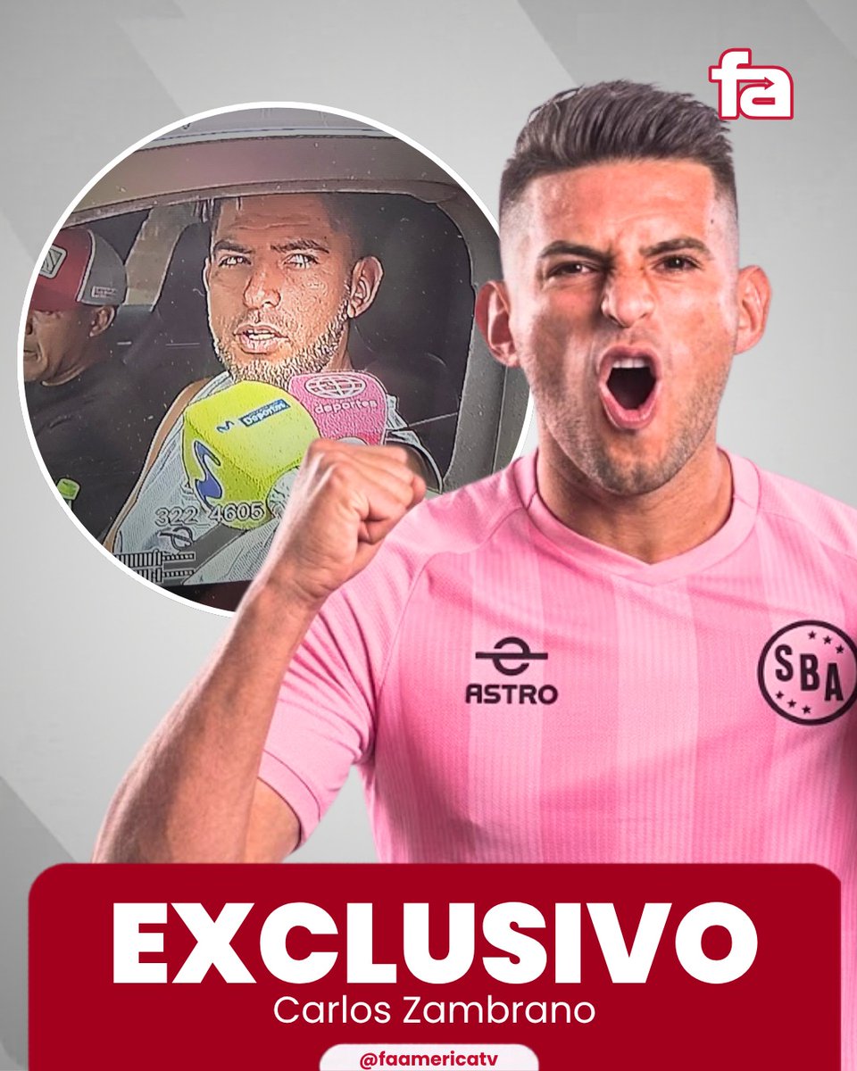 FAamericatv's tweet photo. 🚨🚨 CARLOS ZAMBRANO, EN EXCLUSIVA PARA FÚTBOL EN AMÉRICA.

Atención a las declaraciones del nuevo futbolista de Sport Boys. 🗣🔥

⌛️ EN BREVE en nuestras redes: @faamericatv 👈🏻 https://t.co/Vcne21nBP2
