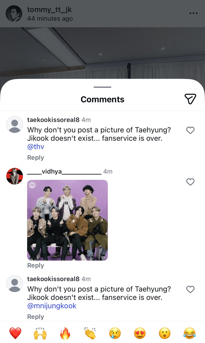 minkuker's tweet photo. taekookers are currently under tommy’s (jungkook’s boxing coach) instagram comments harassing him because he posted and specifically mentioned jikook 😐 https://t.co/Nvje8Je82T