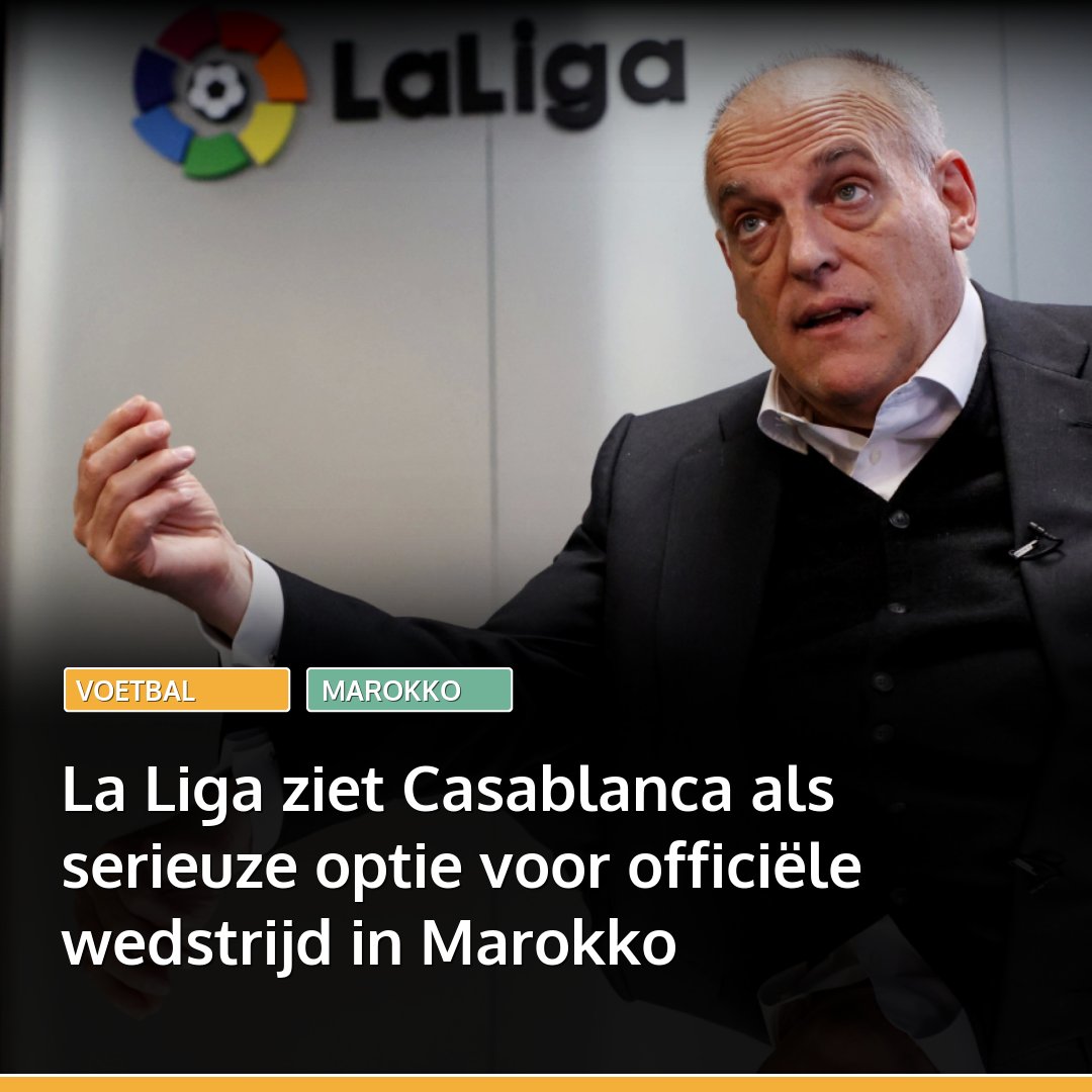 marokko's tweet image. La Liga ziet Marokko steeds nadrukkelijker als kandidaat voor officiële competitiewedstrijden buiten Spanje. Volgens voorzitter Javier Tebas is vooral Casablanca een logische optie, met het oog op het WK voetbal van 2030.
👉🏽 Lees: l.marokko.nl/2048zvf2 👈🏽

#marokko #spanje