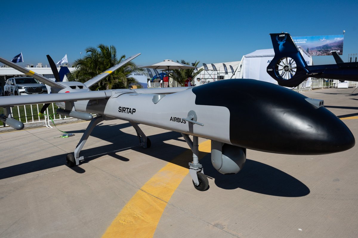 AirbusDefence's tweet image. SIRTAP, the high-end tacitcal UAS, is making its debut at #FIDAE2026 airshow. In the evolving landscape of global security, the demand for versatile and resilient surveillance is higher than ever. SIRTAP is engineered to deliver mission success in the harshest environments,