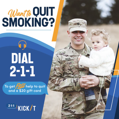 211SD's tweet photo. You can help someone you care about quit smoking or vaping with support from Kick It California. Dial 2-1-1 and ask how to receive free tools and an extra $20. ☎️🚭 

Click the link to get started today: https://t.co/kvvO0h4GjR https://t.co/m7mH02cgnV