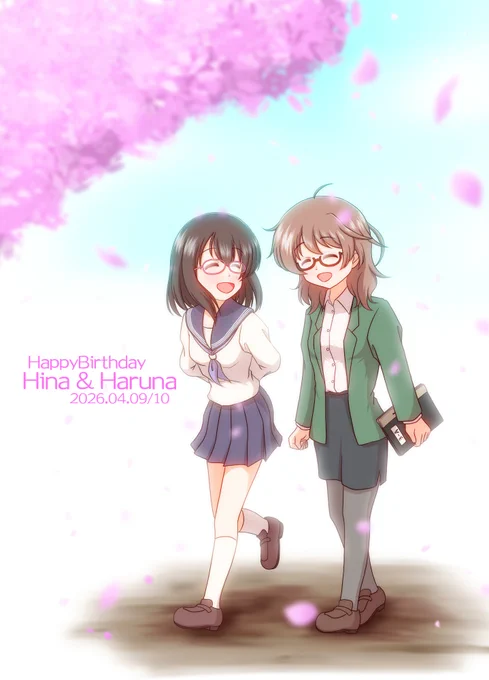 比奈さん&amp;春菜さんおめでとー。 新任の先生と生徒みたいなイメージで。 #荒木比奈生誕祭2026 #上条春菜生誕祭2026