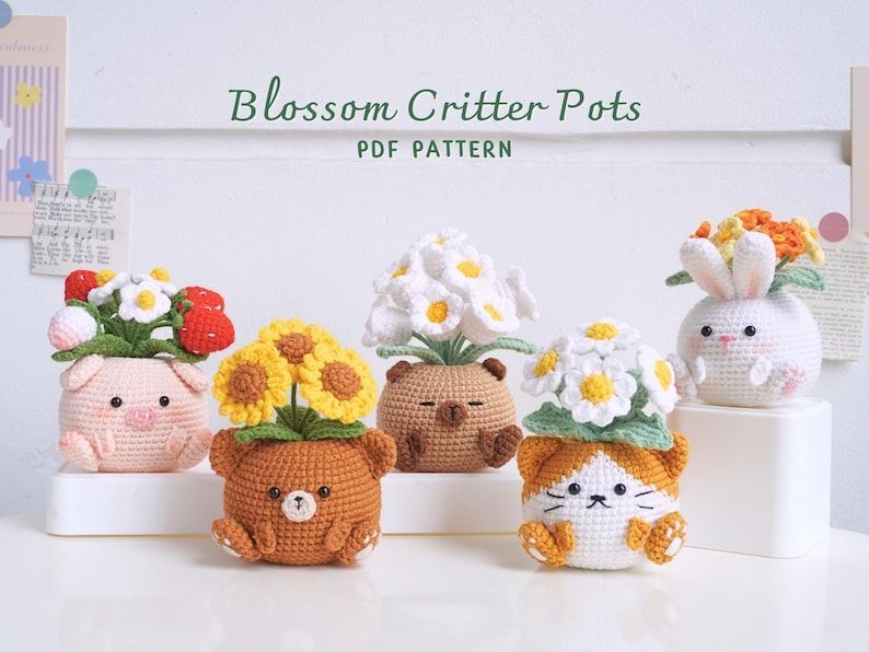 knithacker's tweet image. Adorable Flower Animal Crochet Patterns - Sunflower Bear, Strawberry Pig &amp;amp; More: 👉 tidd.ly/3R7v2pN #crochet #handmade #amigurumi #etsy #affiliate 🌻🌷💐
