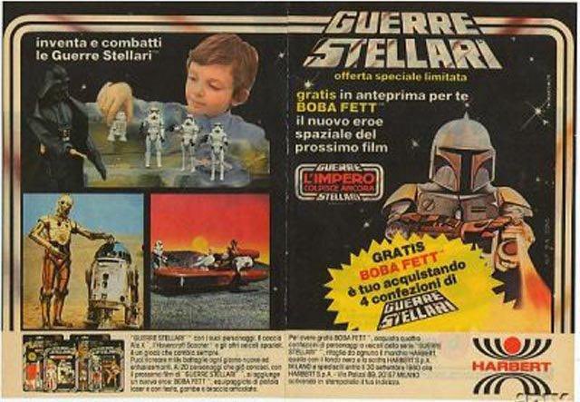 WookieeChips's tweet photo. Vintage Italian #StarWars #Harbert Boba Fett ad. 🇮🇹 https://t.co/OTQbc81nnX