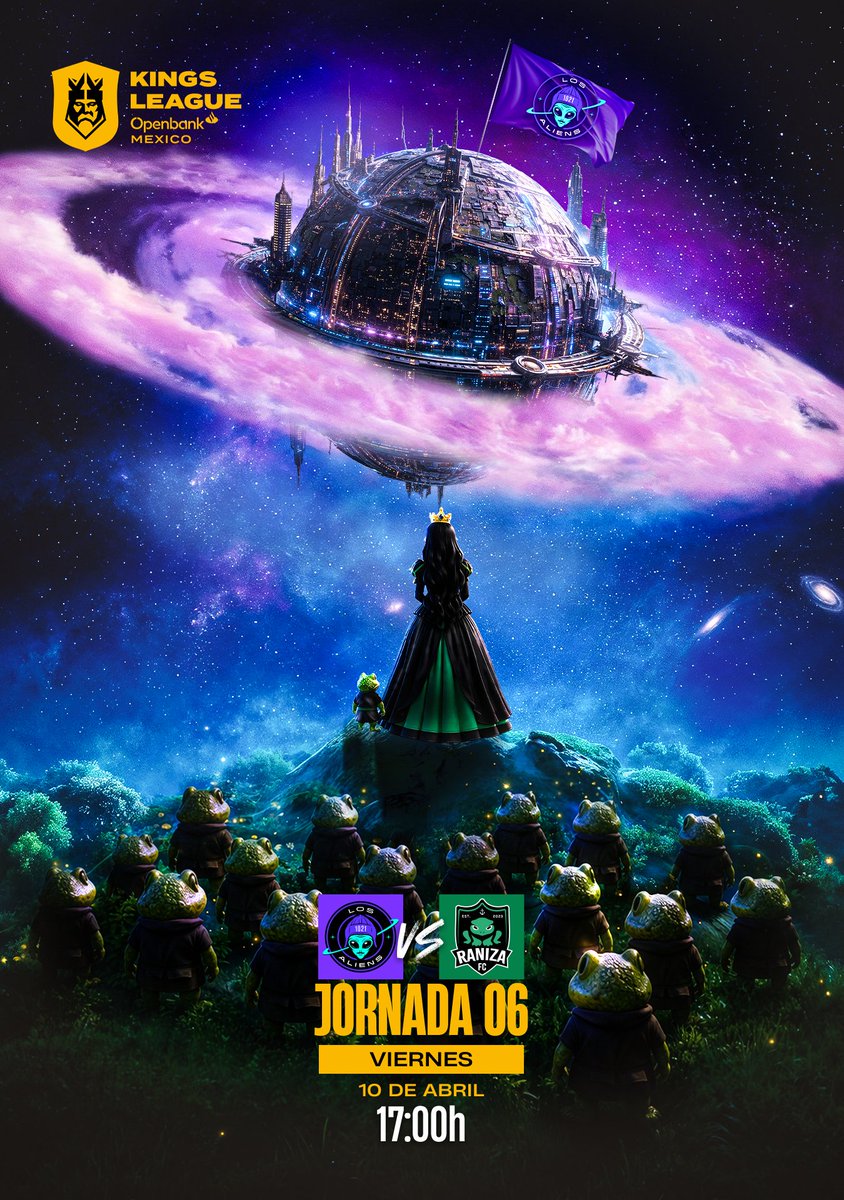 kingsleague_mex's tweet photo. ¡Misión estelar: Defender el Reino de las Ranas! 🍄👑

👽 @losaliensfc  🆚 @RanizaFc 🐸
Viernes 10 de abril: 17h 🇲🇽

Compra tus boletos en https://t.co/ASSuKjaVbQ 🎟️ https://t.co/5N1cRMMrXp