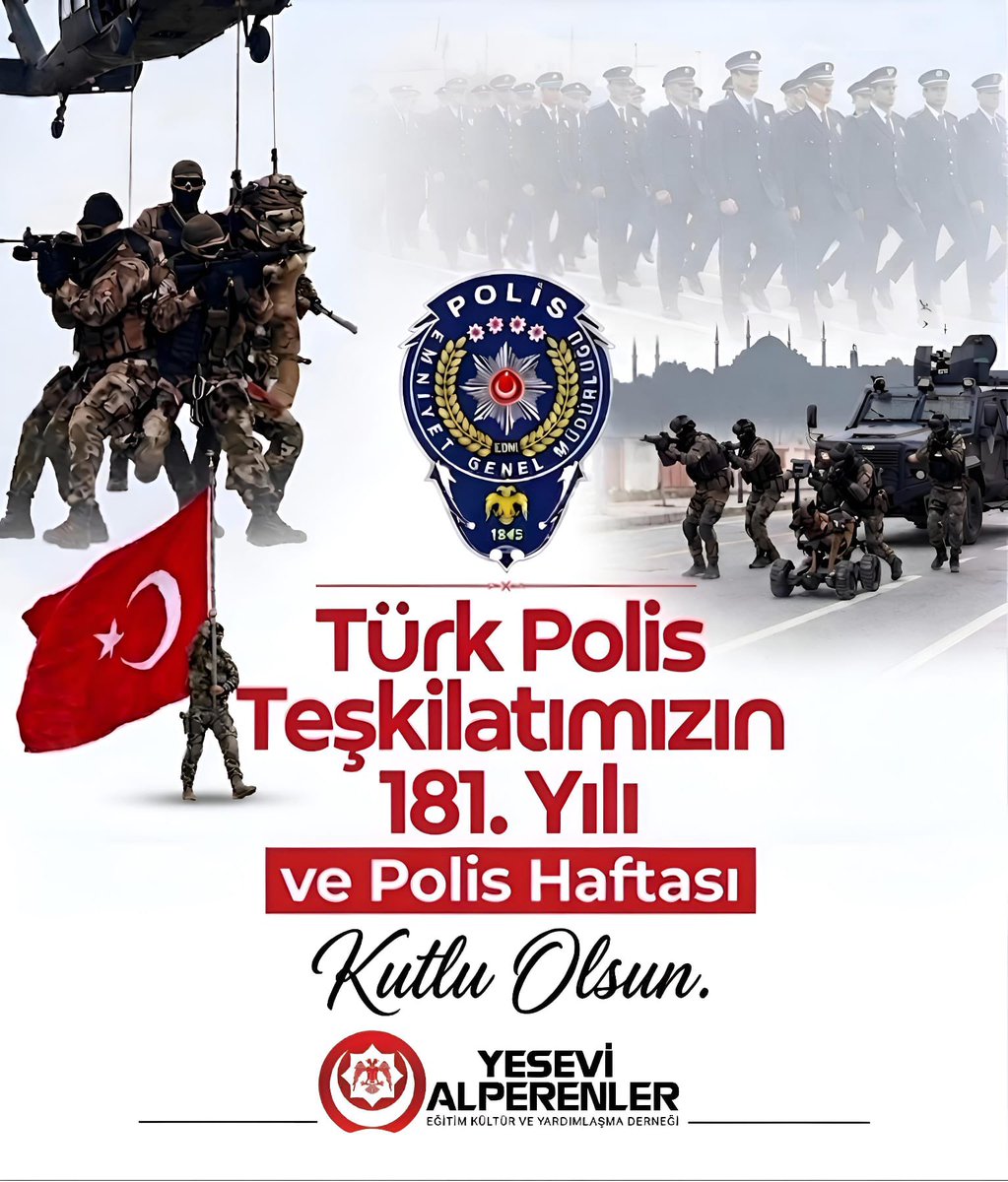 kursatmican's tweet photo. Milletimizin huzurunu, güvenliğini ve toplumsal asayişi sağlamak için fedakarane ve can siperane bir şekilde görevini yapan Türk Polis Teşkilatımızın 181. kuruluş yıl dönümünü ve Polis Haftası'nı kutluyor; şehit olan tüm kahramanlarımızı rahmetle, gazilerimizi minnetle yâd ediyorum.