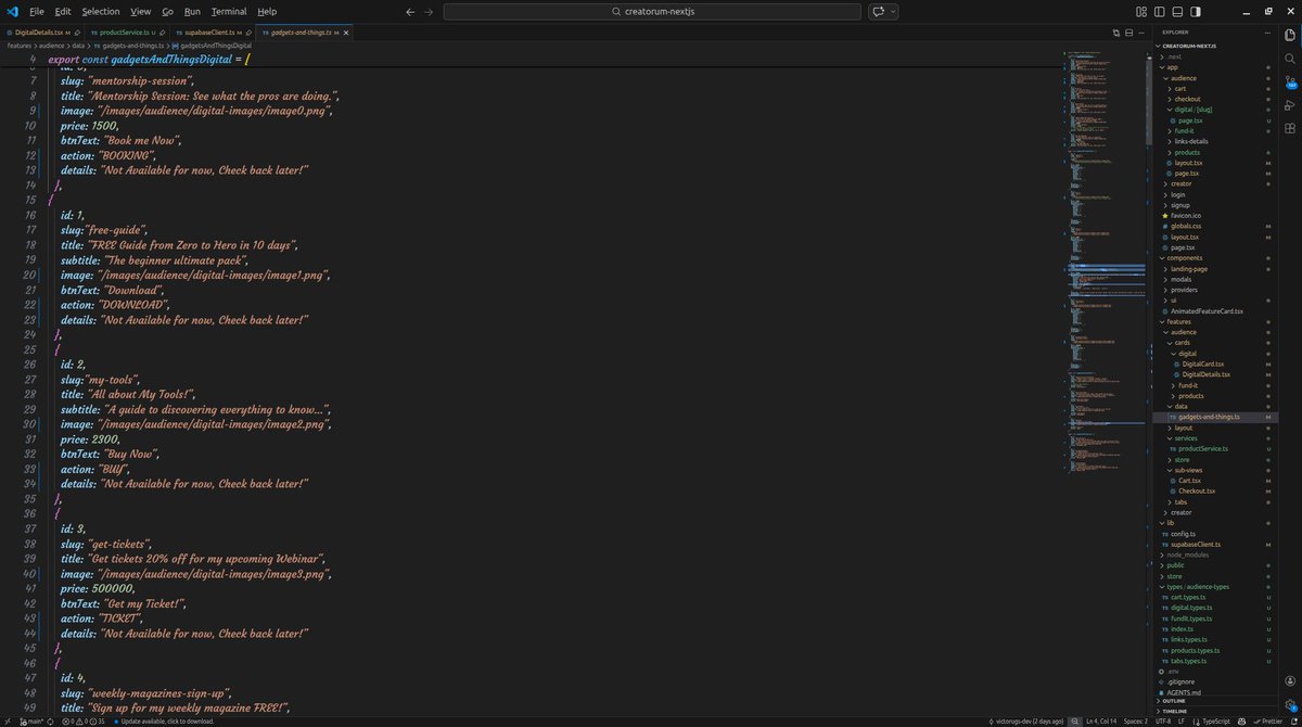 naijadebugger's tweet image. Day 88/100 🚀#100DaysOfCodeAndDesigns with @SarcasticGeek4u

storing data in a database instead of hardcoding it. UI fetches &amp;amp; displays it

set up a service layer &amp;amp; connected dynamic routes in Next.js to load data based on URL slugs
#Supabase #Nextjs