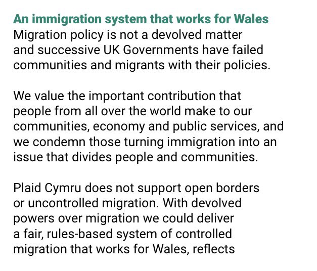 HuwDavies1998's tweet image. Considering Plaid Cymru has dedicated an entire section of their manifesto to immigration, there is now no good reason why any journalist in Wales can’t ask why the party thinks “there is no such thing as illegal immigration”.