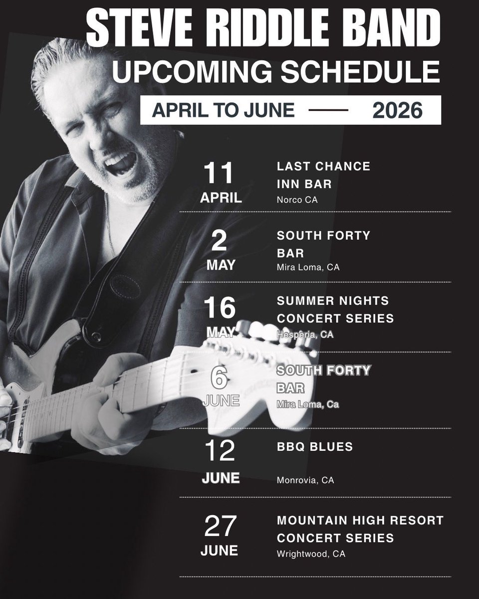 SteveRiddle_'s tweet photo. Upcoming SRB performances https://t.co/Bh1d62T8qY