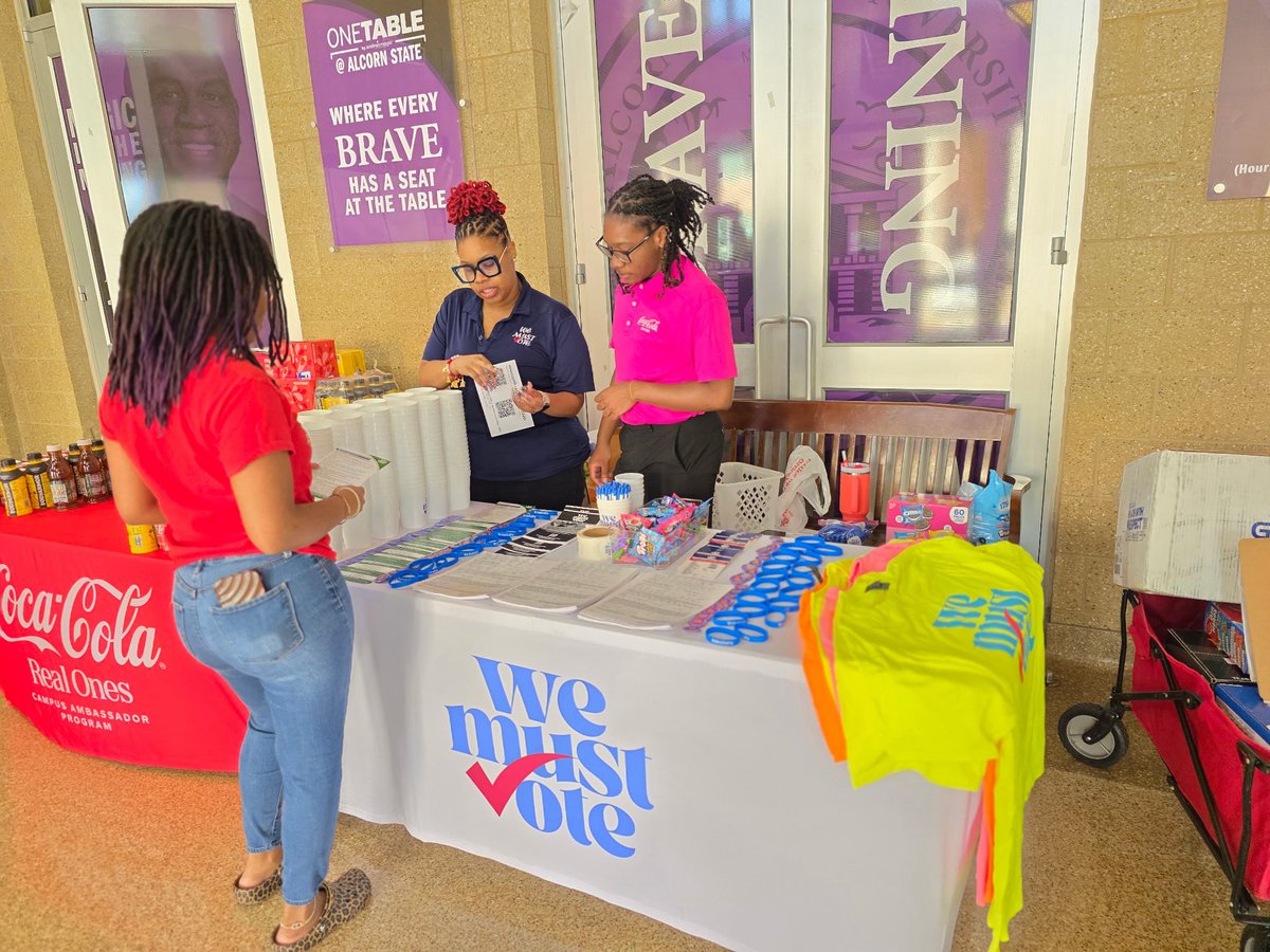 WeMustVote1's tweet photo. Great job Alcorn State University and Coco-Cola! 
#WeMustVote
#AllThingsVoting
#HBCUs https://t.co/zVRkWx3YEt