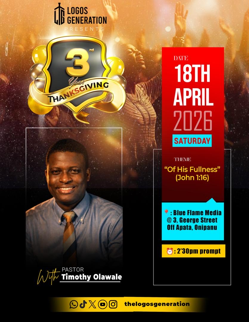 Logosgeneration's tweet photo. WE ARE 3!!! 🎉🔥
Three years of growth.
Three years of family.
Three years of God showing up for us again and again.
And this time… we’re not just gathering.

We’re coming with THANKSGIVING.

Come dressed like your testimony.
Come dressed like your gratitude.
📍(check graphics) https://t.co/cbKjA7eKdK