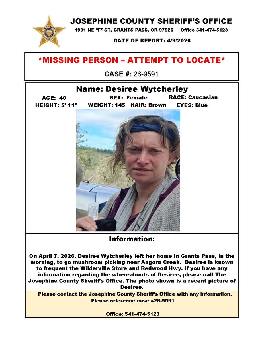 jocosheriffs's tweet photo. Missing Person: Wytcherley, Desiree https://t.co/pG0FCGhNdy https://t.co/JSMFdcHKK0
