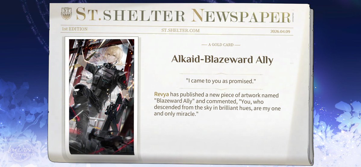 "Revya accidentally drew a -Blazeward Ally online. Wait a minute, what is this cute sharing text?!" #LovebrushChronicles