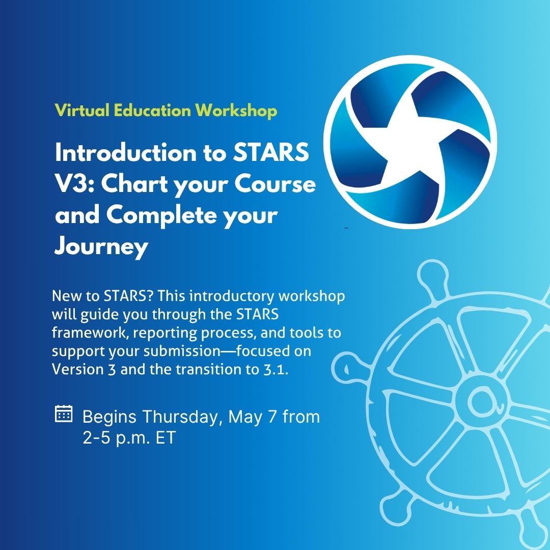 AASHENews's tweet photo. Two upcoming AASHE workshops support institutions working with STARS V3.
📊 Intro to STARS V3
✔ STARS 3.0 Data Quality Training &amp; Certification
Strengthen your reporting and data quality.
Learn more:
https://t.co/09eEqmUMqd
https://t.co/bHQ7GCIXNe https://t.co/tPzoRACOGX