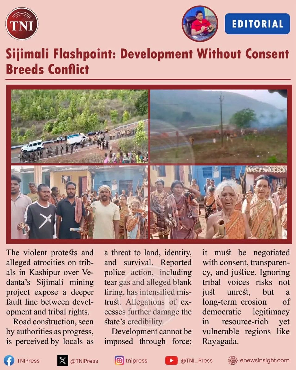 आदिवासी अपनी ज़मीन बचाने निकले,
सरकार ने उन्हें “कानून-व्यवस्था का मुद्दा” बना दिया।
असल में ये लड़ाई है—ज़मीन बनाम लालच की।
<a href="/VinayRatanSingh/">Vinay Ratan Singh</a> 
<a href="/LankeshRavanOD/">Lankesh Ravan Bhim Army, Odisha</a> 
<a href="/anilkumarmalli6/">Anil Kumar Mallick</a> 
<a href="/CMO_Odisha/">CMO Odisha</a>