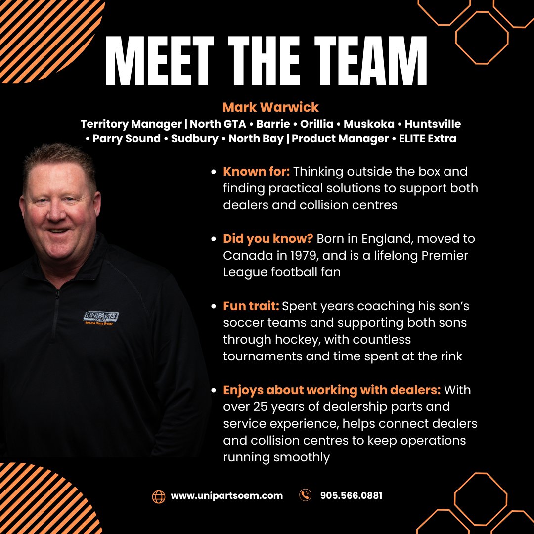 Next in our Meet the Team series: Mark Warwick.

Focused on helping dealers and collision centres stay aligned, efficient, and moving forward.

#MeetTheTeam #CollisionIndustry #AutomotiveCanada #OEMParts