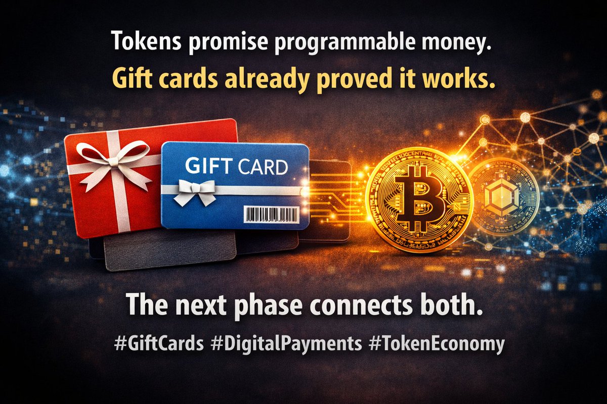 dynamicdebits's tweet photo. Tokens promise programmable money.
Gift cards already proved it works.
The next phase connects both.

#GiftCards #DigitalPayments #TokenEconomy https://t.co/HBHAJe2EaK