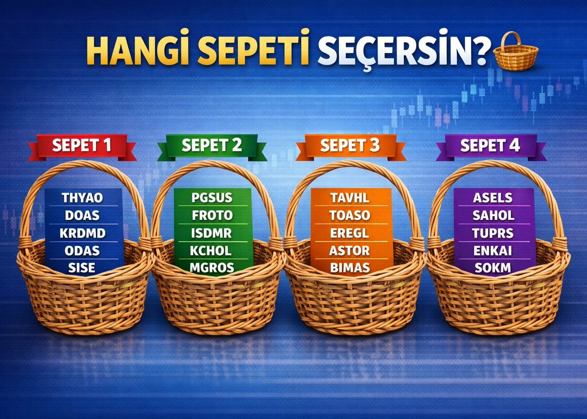 piyasa__notlari's tweet image. Sen olsan hangi sepeti seçerdin ve neden? 

Hiçbiri diyorsanız 5.sepeti 5 hisse ile siz oluşturun bakalım 😊

#thyao #pgsus #TOASO #Bimas #asels #tuprs #Bimas #enkai #isdmr #MGROS #sise #sasa