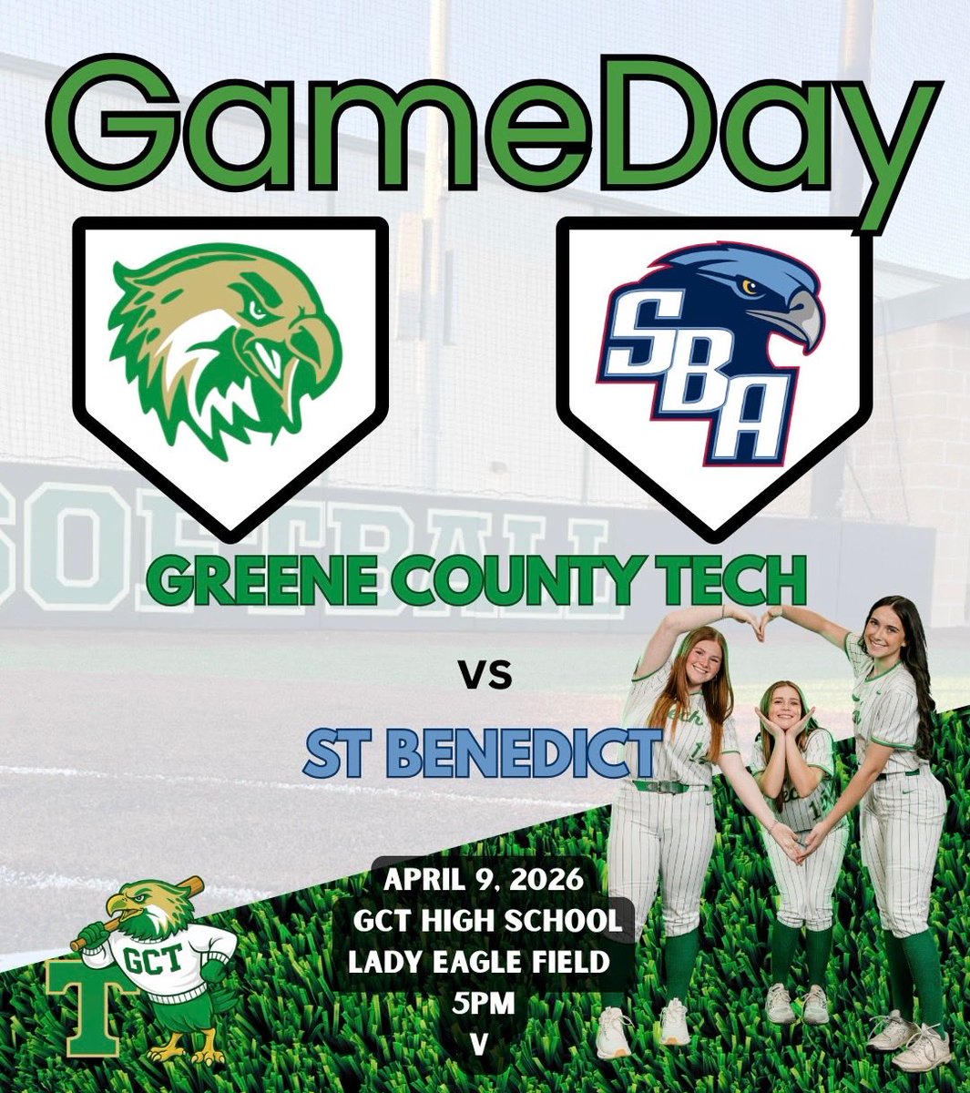 SoftballGct's tweet photo. A little across state lines non-conference action at Lady Eagle Field today. Saint Benedict Academy makes the travel across the Mississippi for a single Varsity match-up. First pitch @ 5:00. https://t.co/1oUjD1X5q8